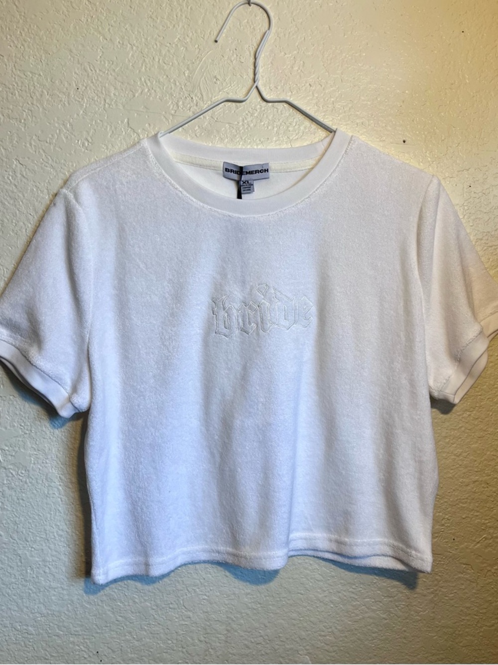 Bridemerch White Terry Tee Women's Crop Top